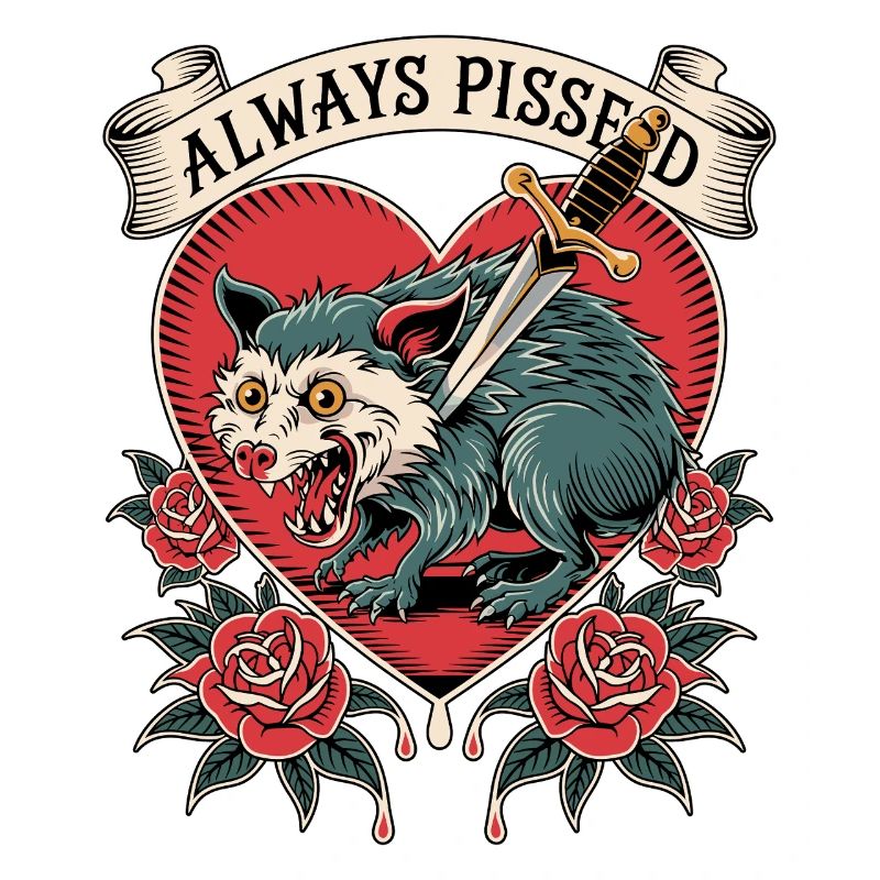 Angry Wolf Heart Tattoo Style