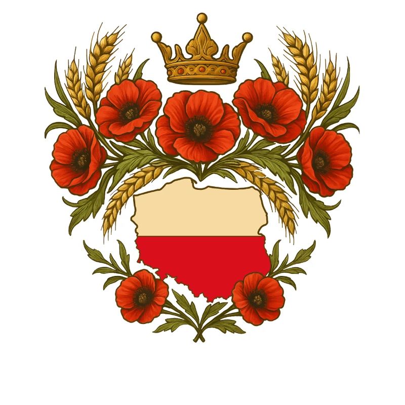 Polish Map Crown with Poppies Design