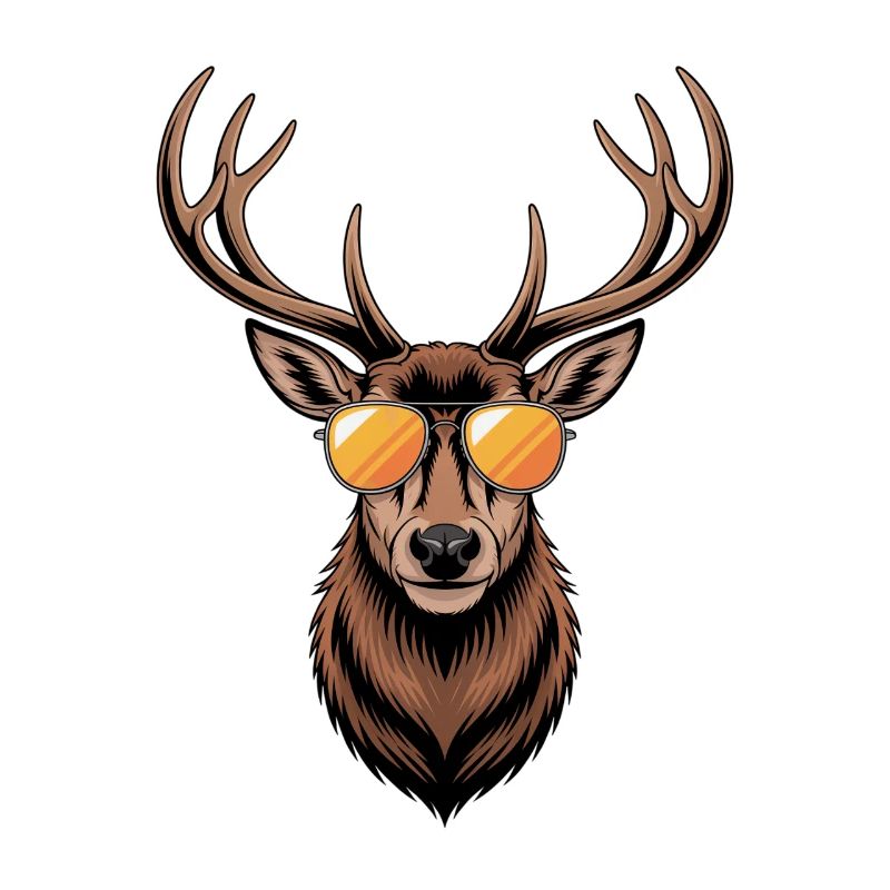 Hirsch mit Geweih und Sonnenbrille