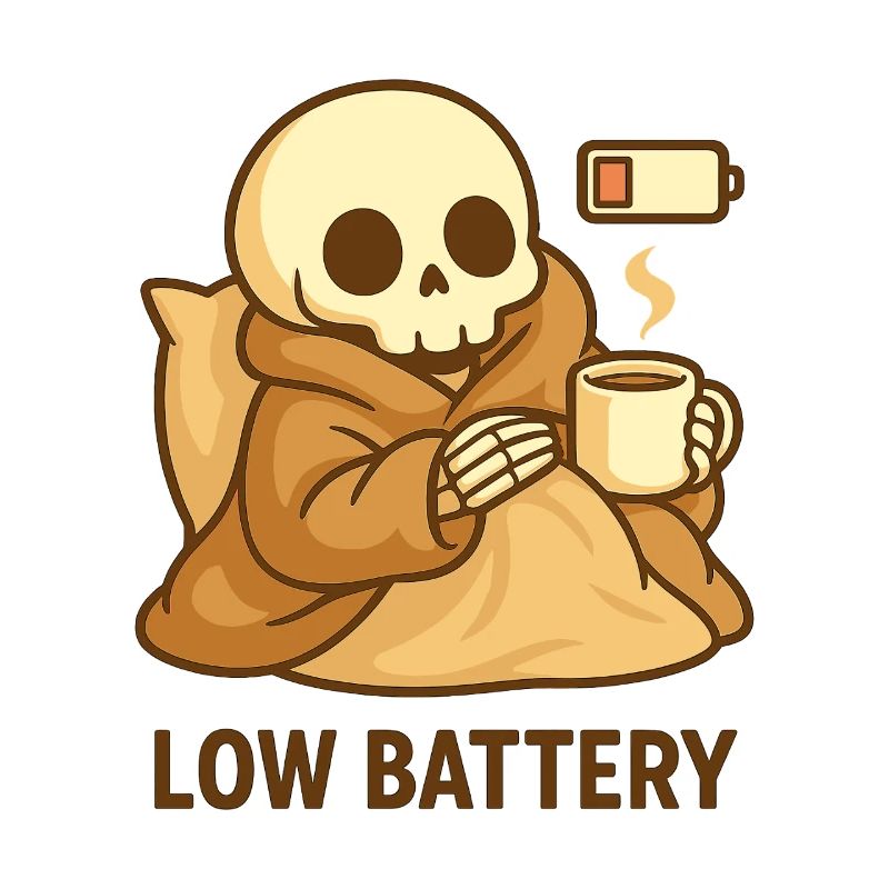 Low Battery Skeleton – Cozy Tired