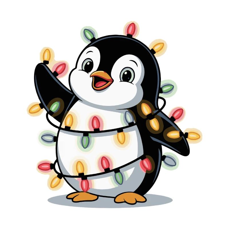 Pinguin mit Lichterkette