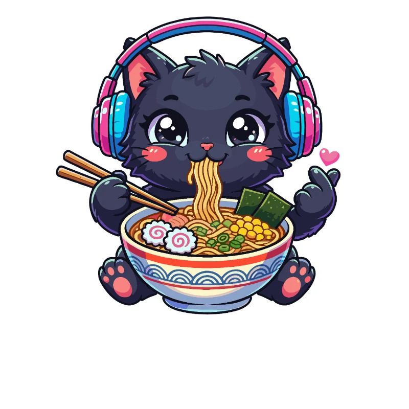 Kawaii Black Cat Ramen K-pop