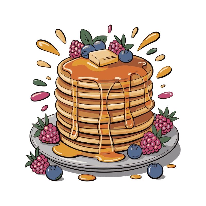 Syrup pancakes with berries
