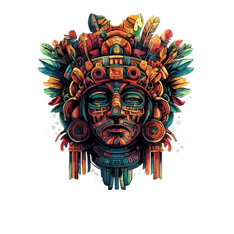 Aztec Mask with Feathers