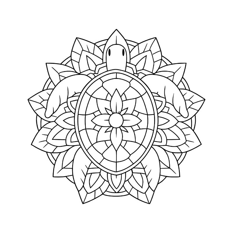 Turtle mandala with calm ornamentation
