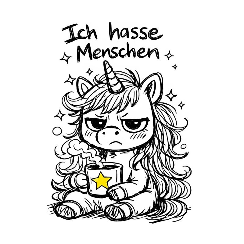 Süßes Einhorn Kritzelstil mit Spruch