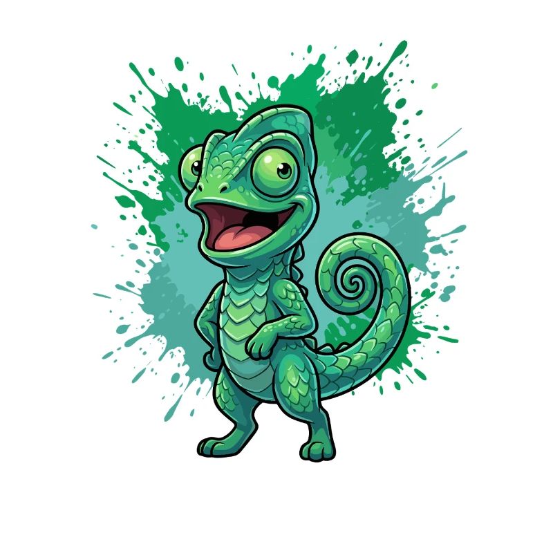 Green Chameleon Splash Background