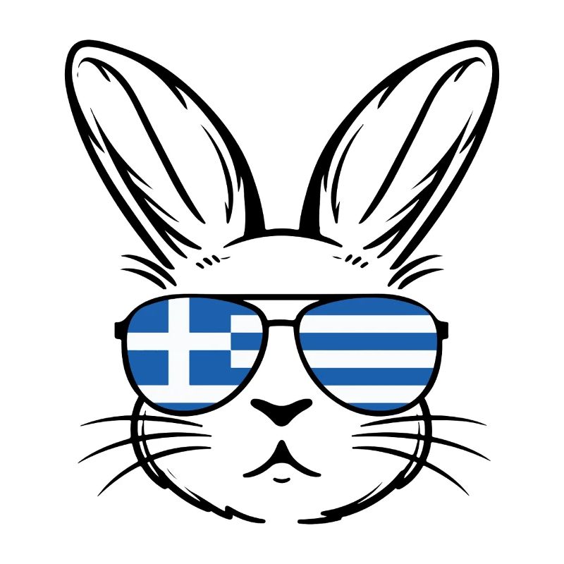 Drapeau grec de Pâques Lapin de Pâques