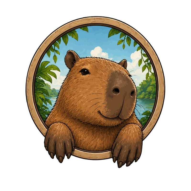 Cuddly capybara in frame