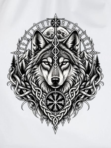 Nordischer Wolf Runen Wikinger Mythologie
