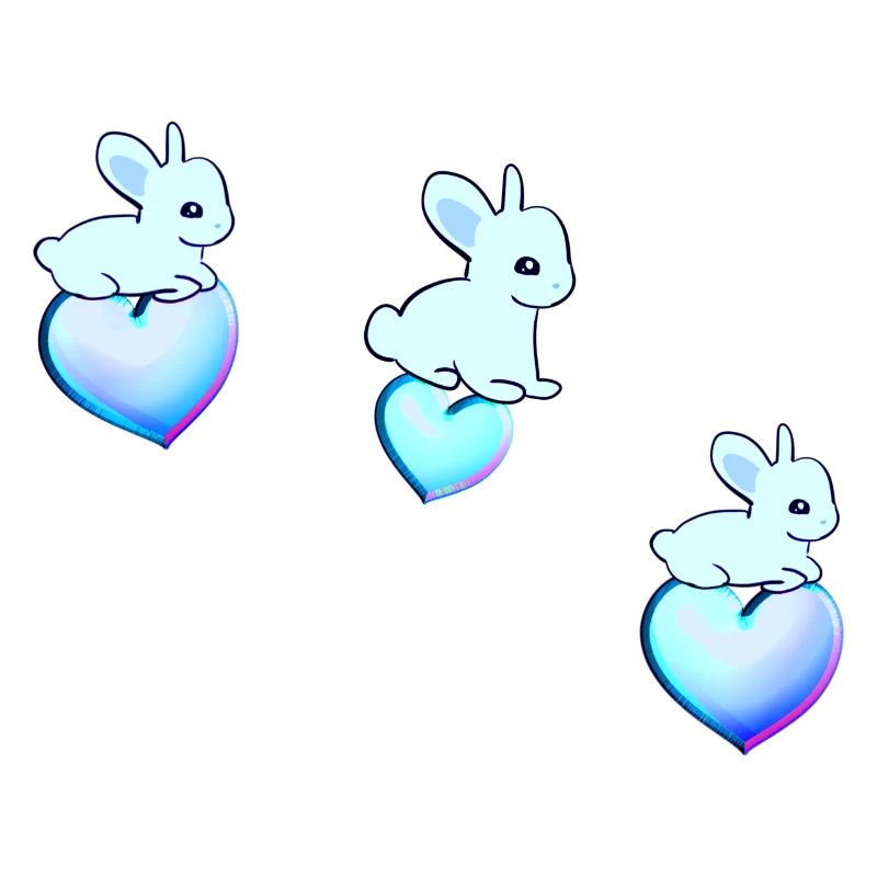 three blue hearts symbol dear rabbits