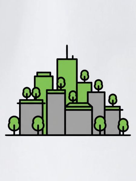Green City Silhouette Vector