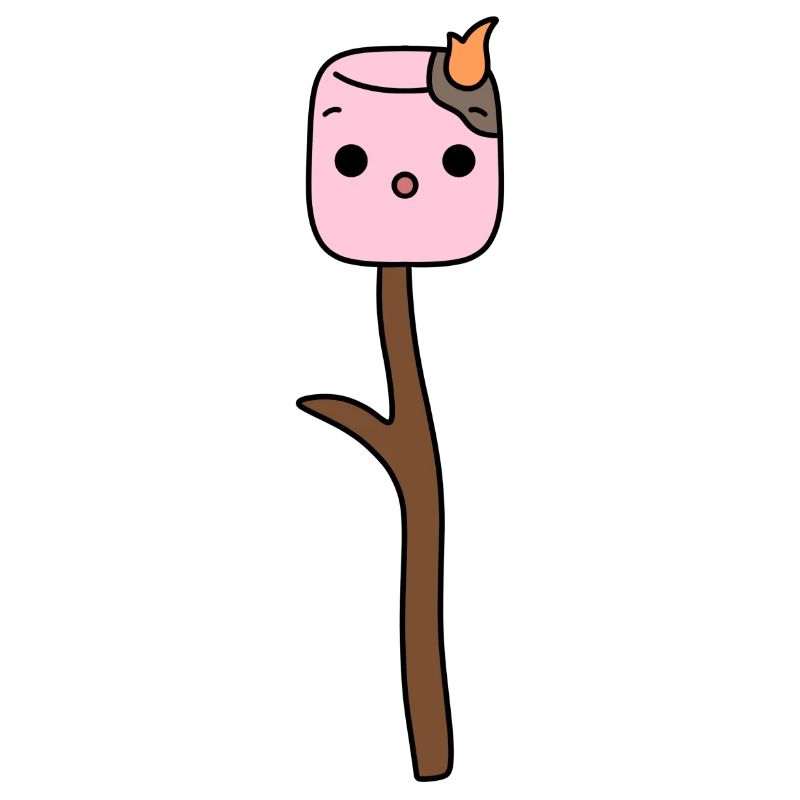 funny smore marshmallow on stick campfire