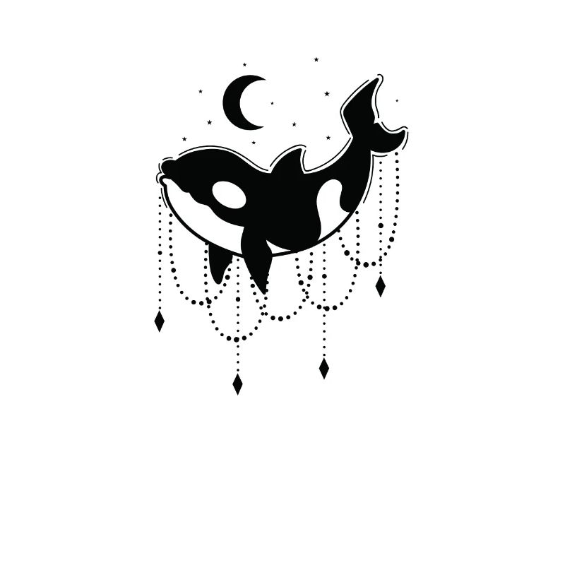 Orca with chains in front of moon