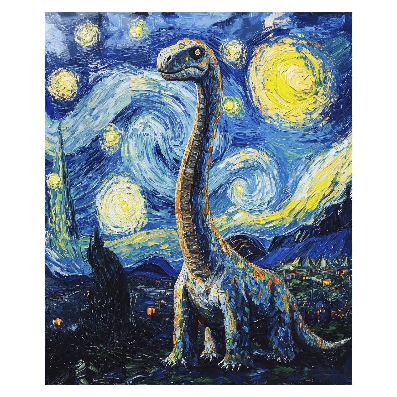 Brachiosaurus Dino Van Gogh Style Starry