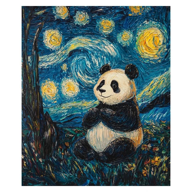 Panda Bear Van Gogh Style Starry Night