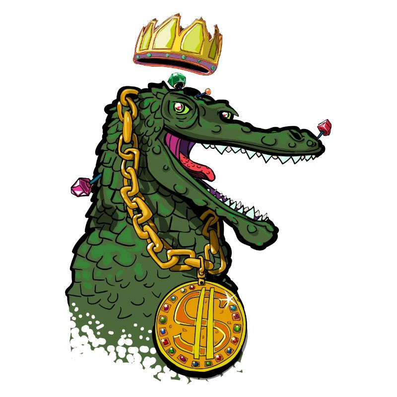 Crocodile with chain and crown