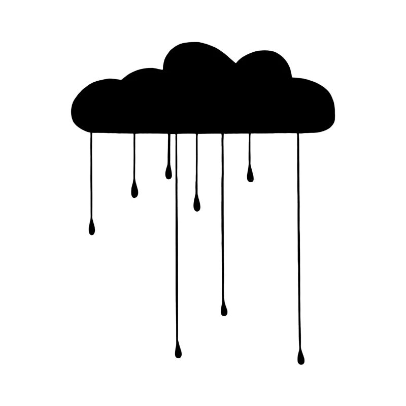 Black Graphic Cloud Rain Drops Dripping Storm