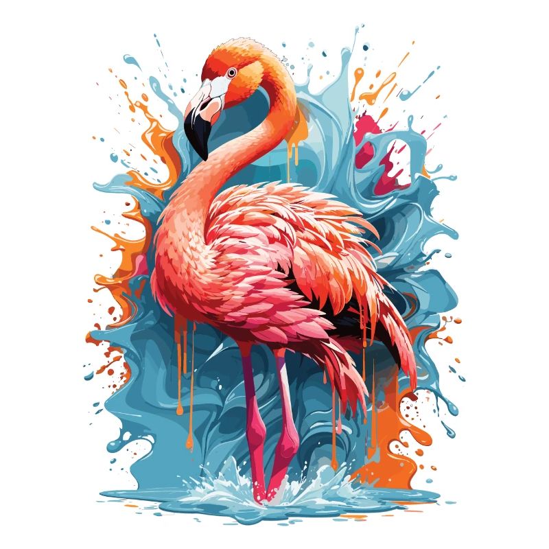 Flamingo Graffiti Water Splash