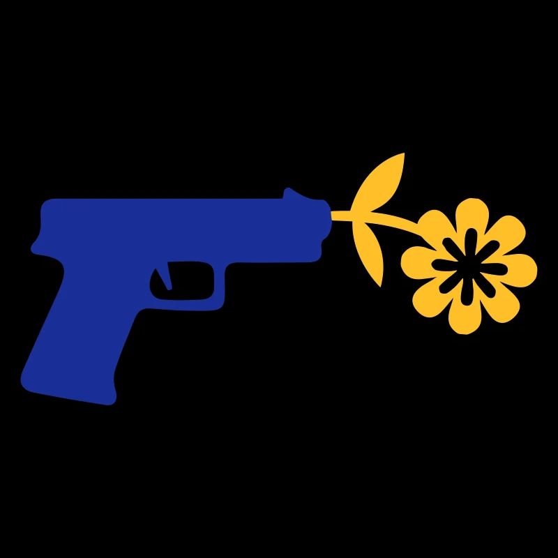 Pistole mit Blume als Friedenszeichen