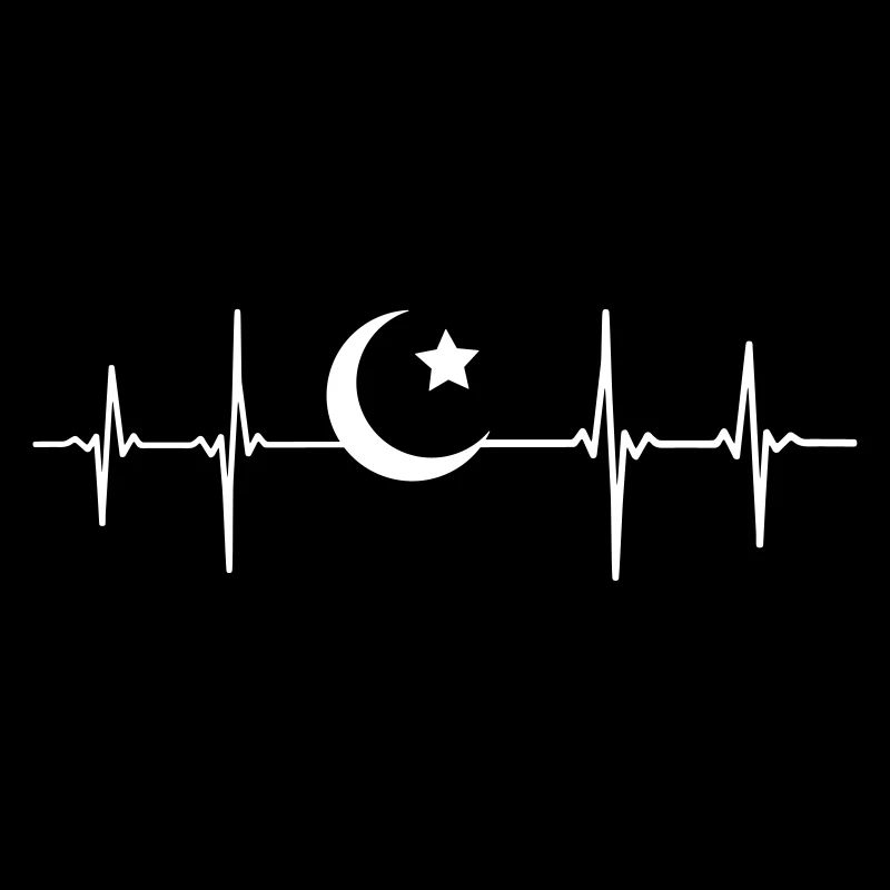 Crescent moon EKG heartbeat Ramadan Islam