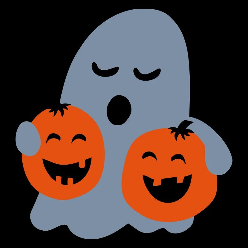 cute ghost with pumpkins