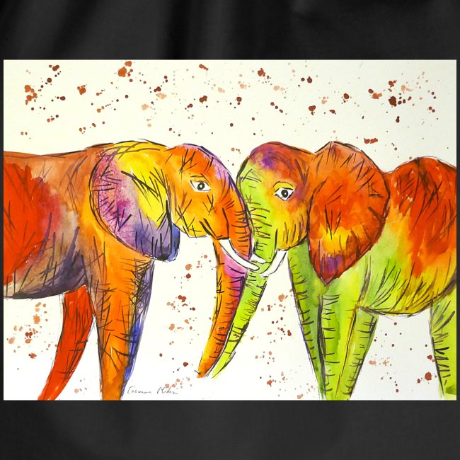 Colourful Elephants Kissing