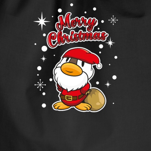 Ente als Weihnachtsmann mit Merry Christmas - Turnbeutel