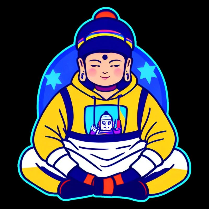 Bouddha mignon en position de yoga avec sweat à capuche