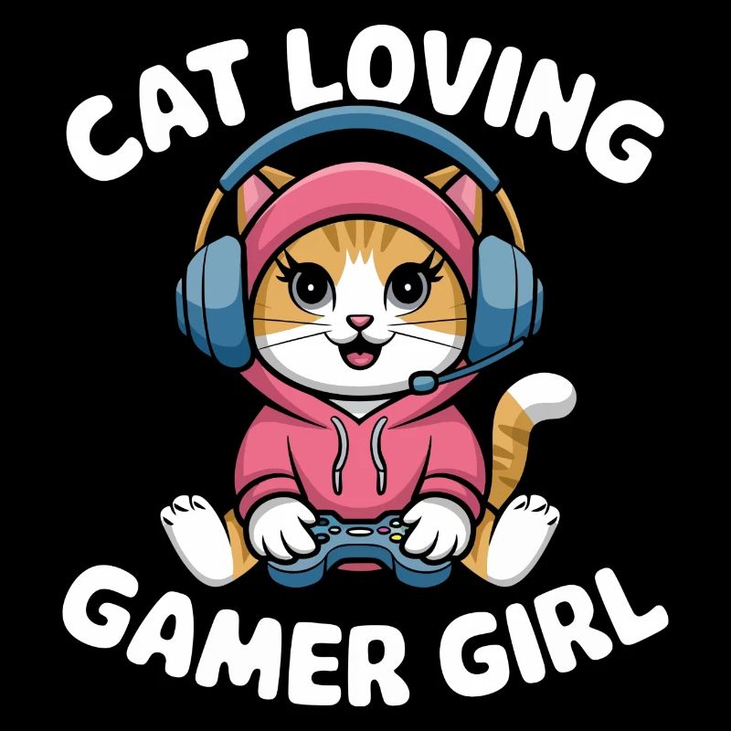 Katzenliebendes Gamer-Mädchen