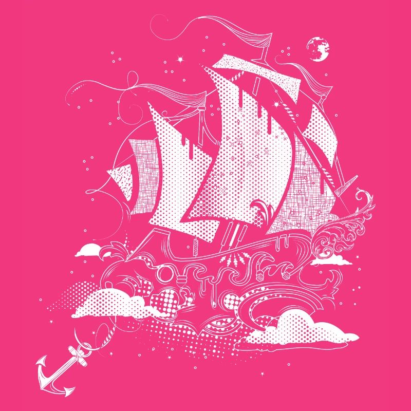 Fantastisches Segelschiff  Retro-Illustrationsstil