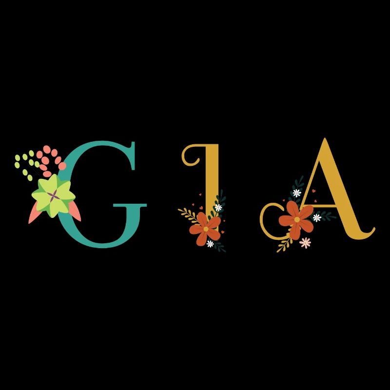 Art du nom GIA avec fleurs brodées