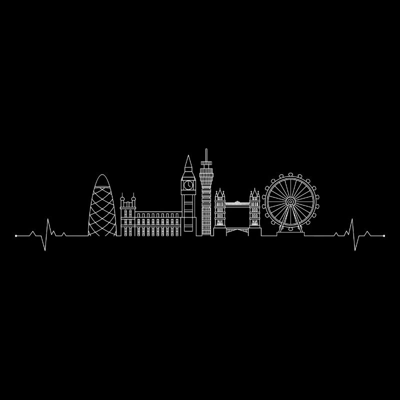London Pulse Skyline Line Art