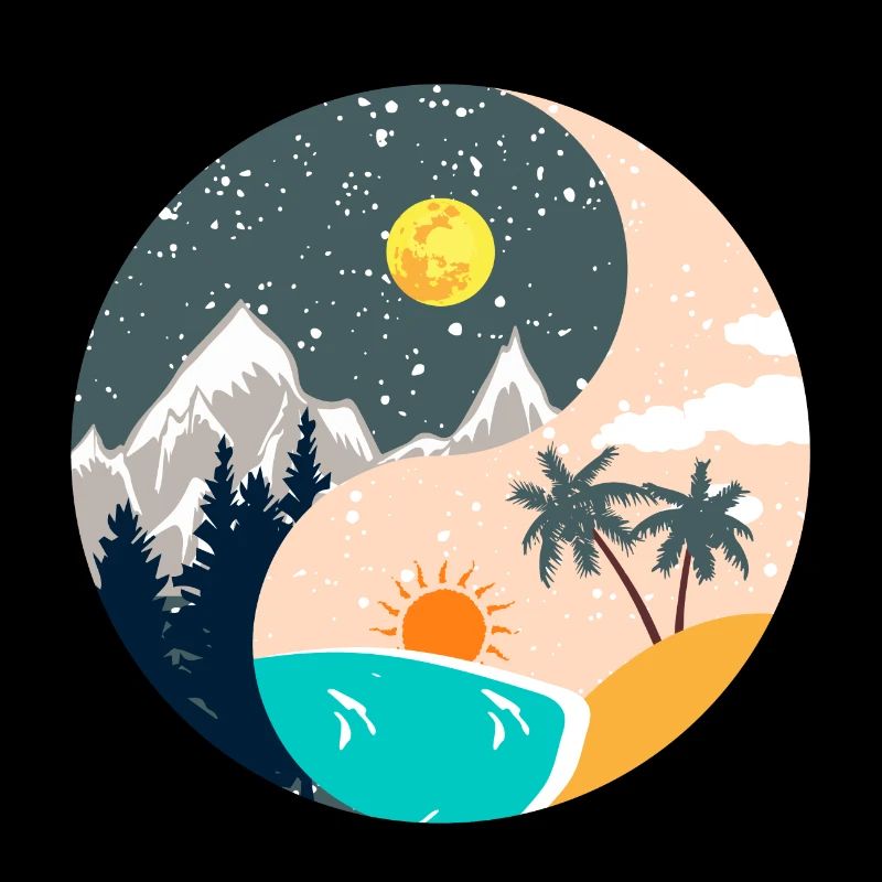 Ying & Yang - Sunset & Mountain Landscape