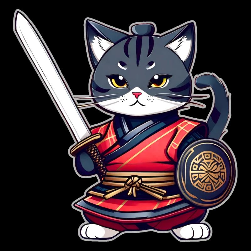 Mignon chat samouraï