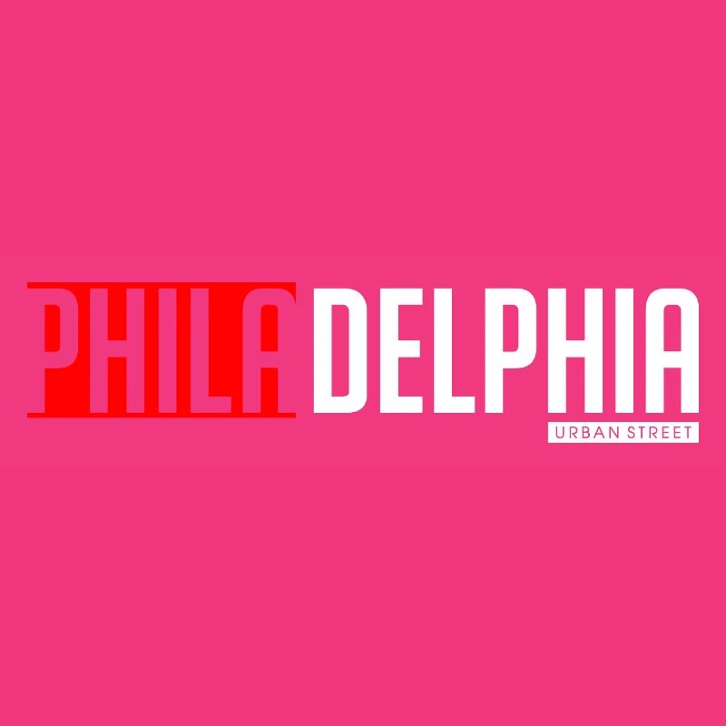 Colorful text-based design of Philly and Delta