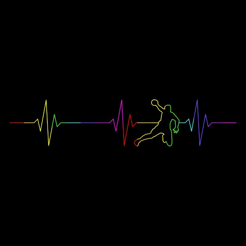 Handball Herzschlag ECG - Arc-en-ciel Couleurs