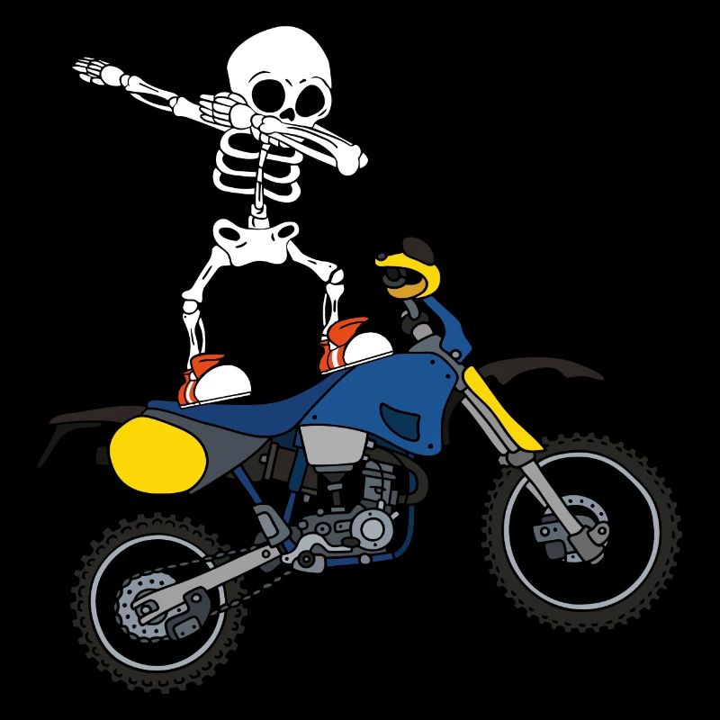 Dabbing Skeleton Motocross Motorcyclist Biker