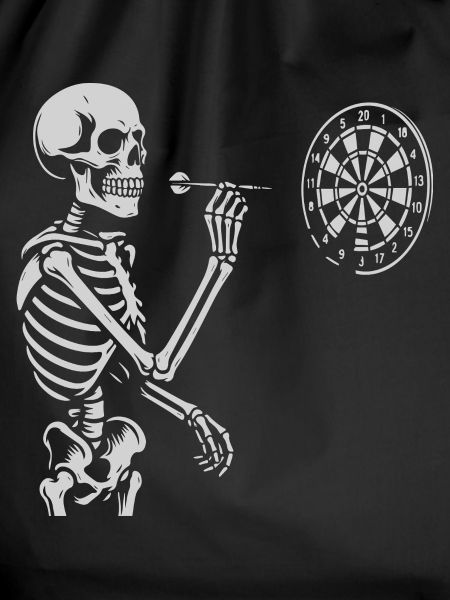 Skeleton playing darts game