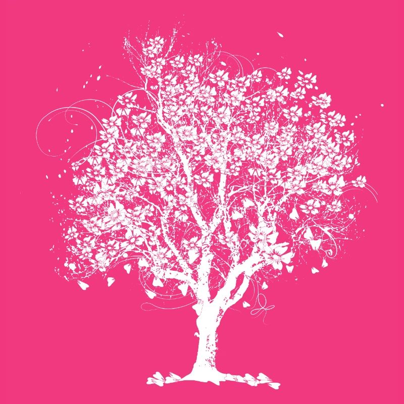 Spring tree in bloom – black and white artwork