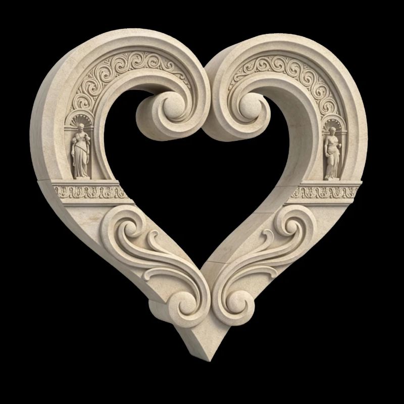 Architectural Stone Heart Sculpture
