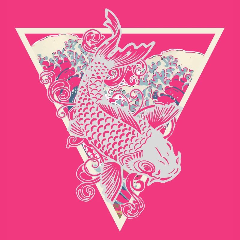 Koi Fish Triangle Japan Water Wave Gift