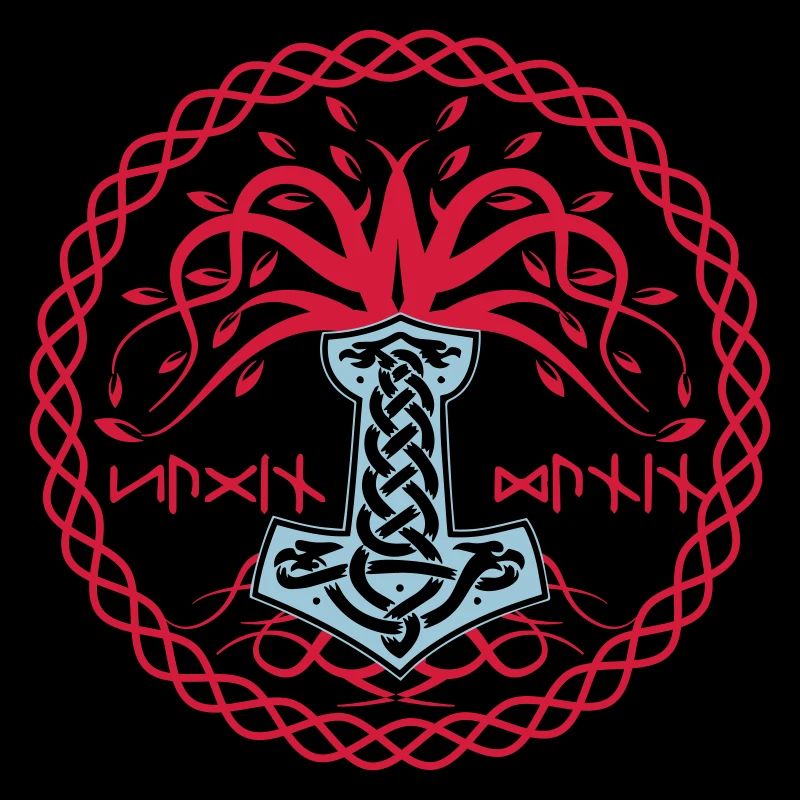 Hammer Mjolnir mit Hugin and Munin