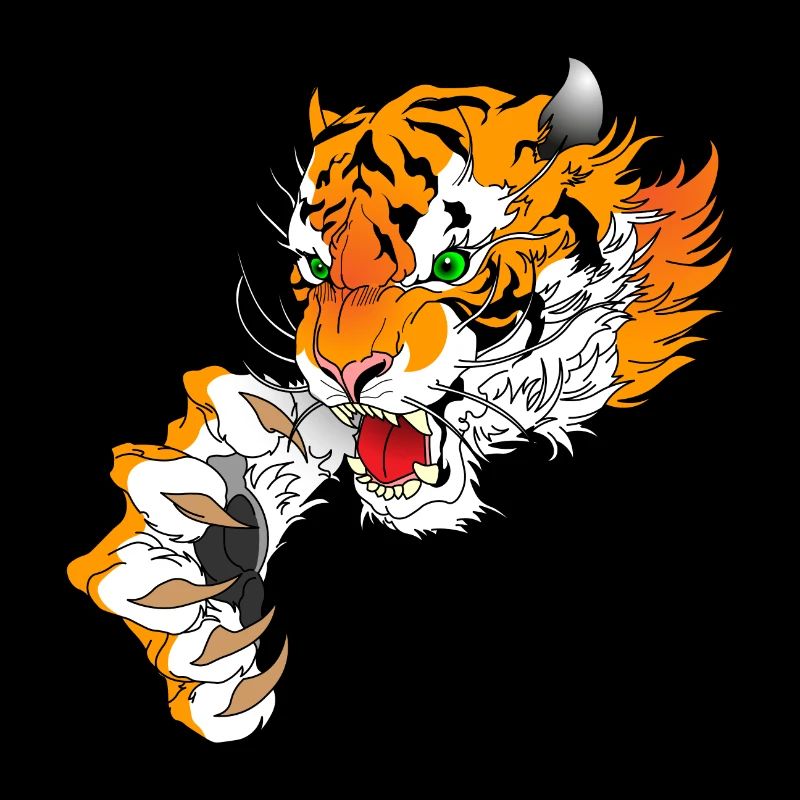 Tiger head with paw