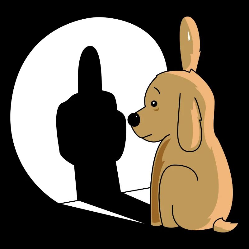 Dog mirror shadow middle finger gift funny