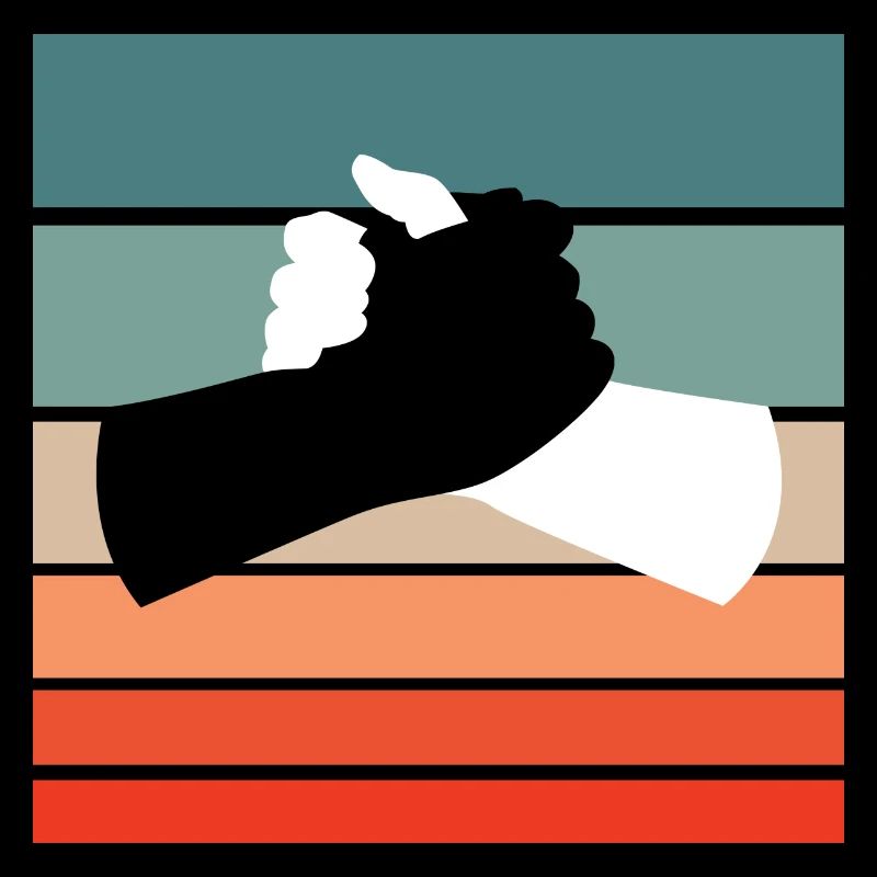 Black White Handshake Retro Style Vintage