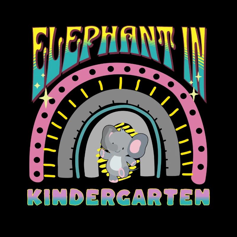 éléphant dans la conception de bande arc-en-ciel de maternelle