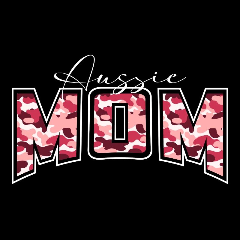 Aussie Mom camouflage pattern lettering