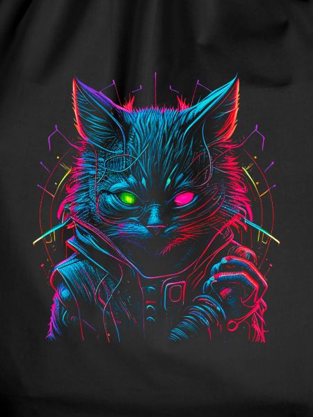 Neon Punk Hacker Cat