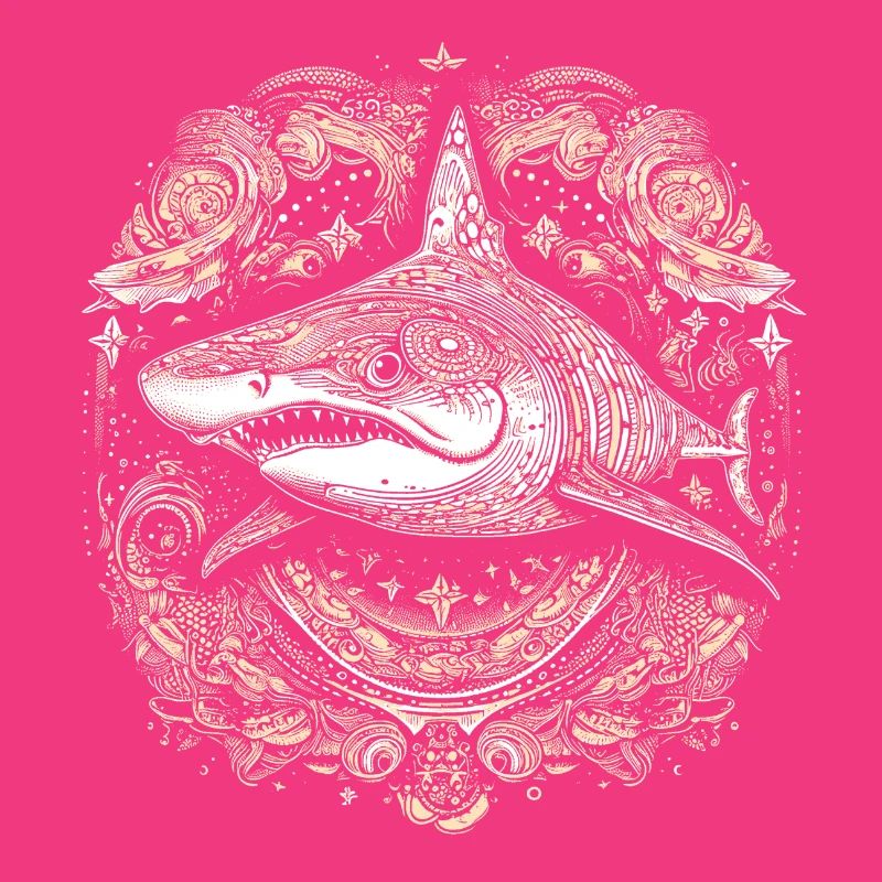 Cool trippy shark with boho/ethnic patterns